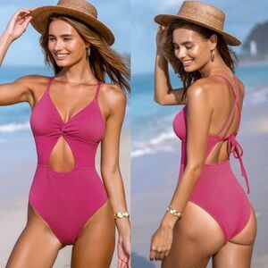 Pink one piece swimsuit 💕